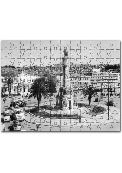 1950 Ler Konak Saat Kulesi Izmir 120 Parça Puzzle Yapboz Mdf (Ahşap)
