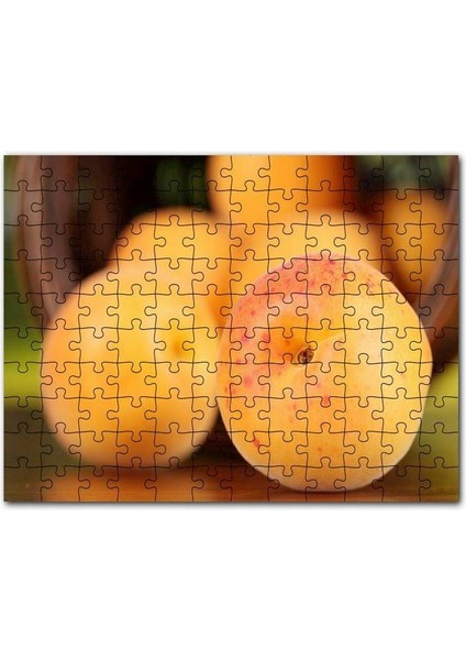 Sepetten Dökülen Taze Kayısılar Yakın Çekim 120 Parça Puzzle Yapboz Mdf (Ahşap)