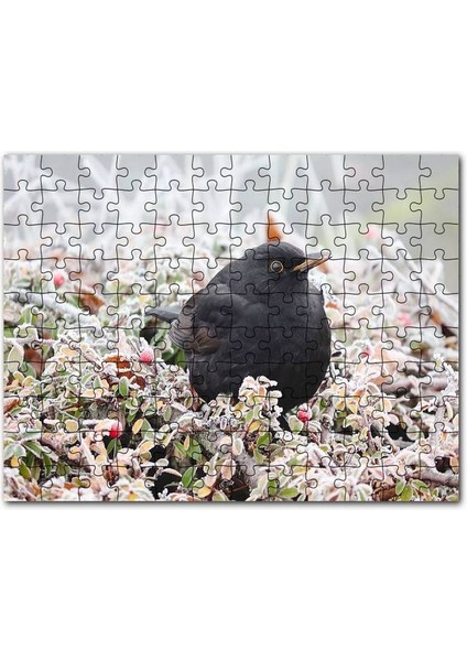 Donmuş Çalıların Arasındaki Karatavuk 120 Parça Puzzle Yapboz Mdf (Ahşap)