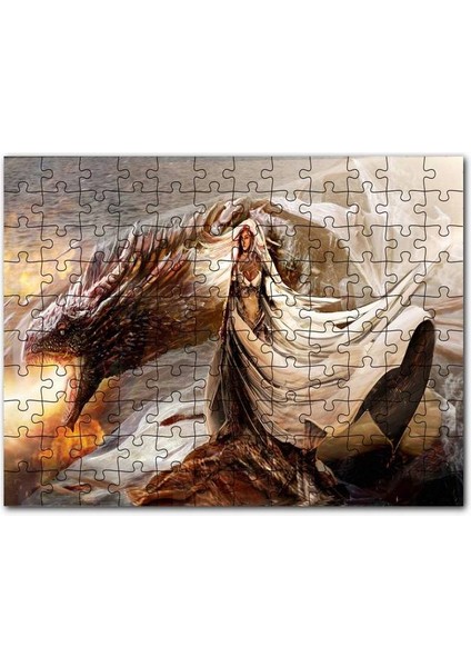 Daenerys Targaryen Dragon Game Of Thrones Görseli 120 Parça Puzzle Yapboz Mdf (Ahşap)