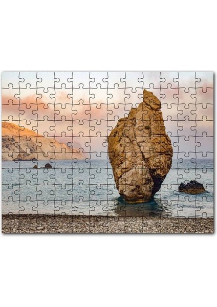 Gündoğumunda Issız Kumsal ve Yalnız Kaya 120 Parça Puzzle Yapboz Mdf (Ahşap)