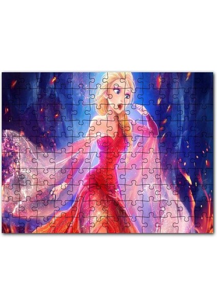 Güzel Prenses Elsa Kırmızı Elbise Görseli 255 Parça Puzzle Yapboz Mdf (Ahşap)