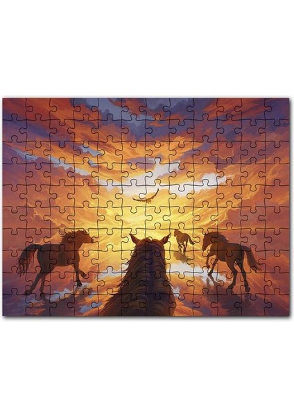 Güne Koşan Atlar Fantastik 120 Parça Puzzle Yapboz Mdf (Ahşap)