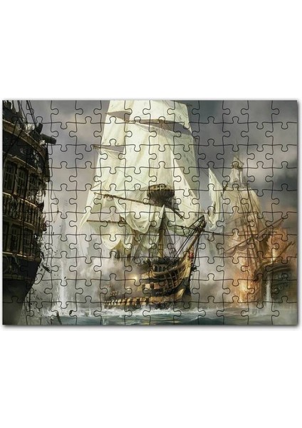 Korsan Savaş Gemisi Görseli 120 Parça Puzzle Yapboz Mdf (Ahşap)