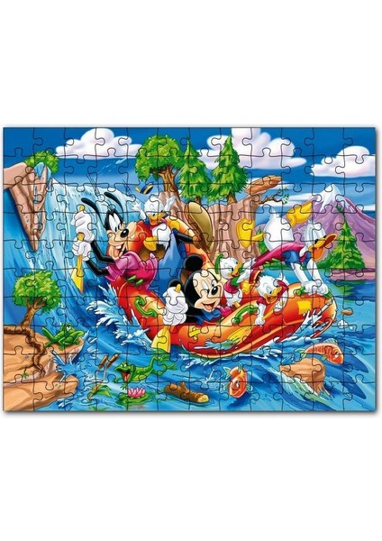 Mickey Mouse Donald Duck ve Nehirde Yelkenli 500 Parça Puzzle Yapboz Mdf (Ahşap)
