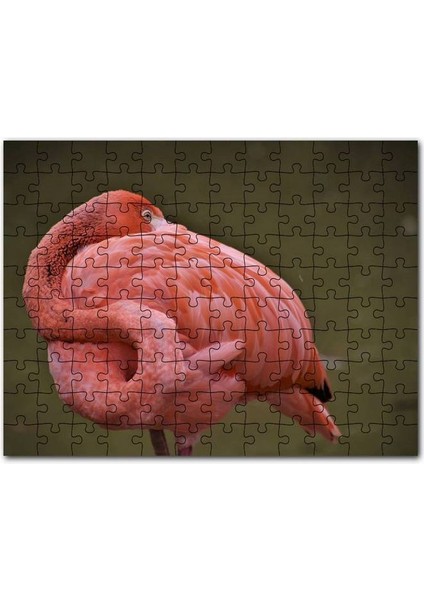 Kendine Sarınarak Dinlenen Flamingo 120 Parça Puzzle Yapboz Mdf (Ahşap)