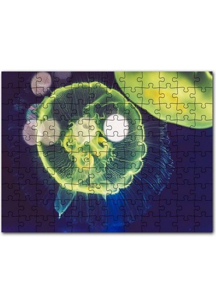 Muhteşem Güzellikte Mavi Yeşil Denizanası 120 Parça Puzzle Yapboz Mdf (Ahşap)