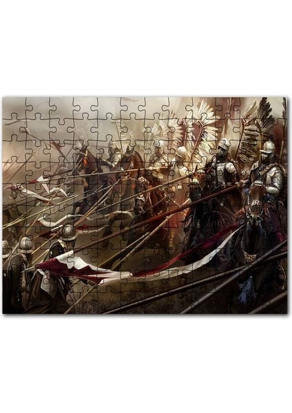 Savaş Meydanı Polonyalı Kanatlı Hafif Süvari Görseli 120 Parça Puzzle Yapboz Mdf (Ahşap)