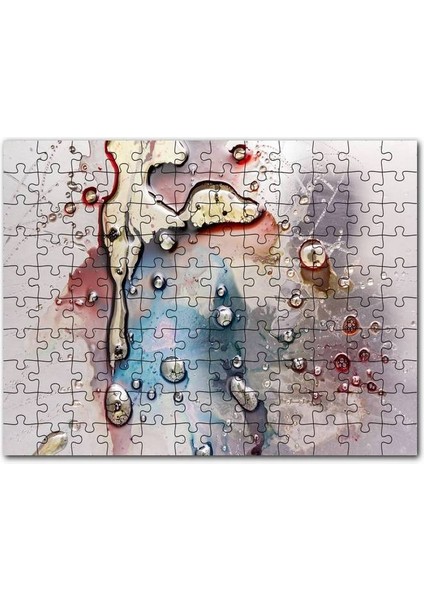 Parlak Zeminde Civalı Mürekkep Lekesi Desen 120 Parça Puzzle Yapboz Mdf (Ahşap)
