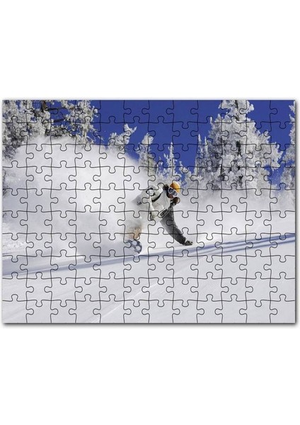 Snowboard Spor Karda Uçmak, 120 Parça Puzzle Yapboz Mdf (Ahşap)