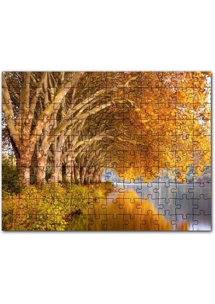 Sonbahar Rengi Ağaçlar ve Durgun Göl 255 Parça Puzzle Yapboz Mdf (Ahşap)