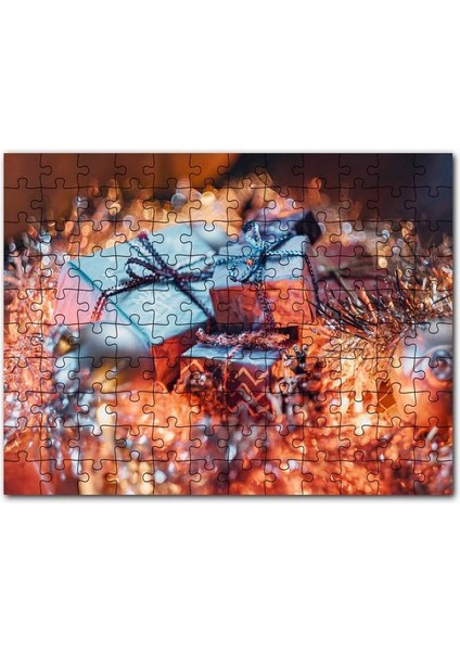 Yılbaşı Hediye Paketleri ve Süsleri 120 Parça Puzzle Yapboz Mdf (Ahşap)