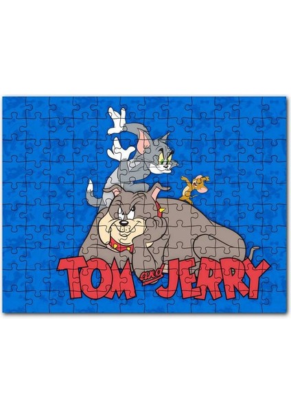 Tom Jerry ve Spike, Tom ve Jerry Logosu 120 Parça Puzzle Yapboz Mdf (Ahşap)