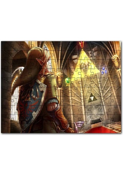 Zelda Ocarina Triforce Efsanesi Görseli 120 Parça Puzzle Yapboz Mdf (Ahşap)