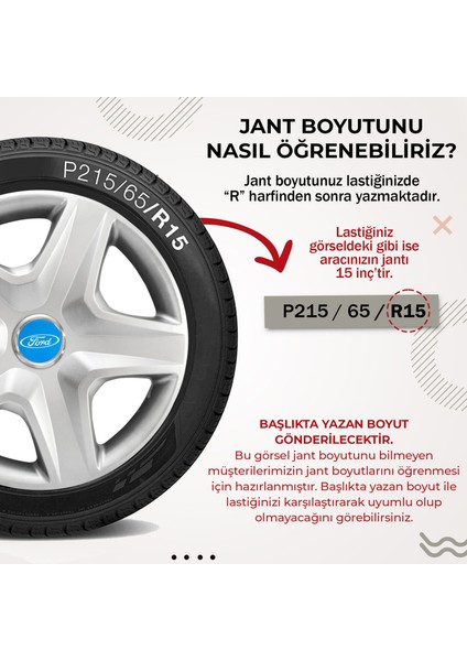 Bi Dünya Trend Ford 14 Inç Jant Kapağı 4 Lü Takım Gri 1514