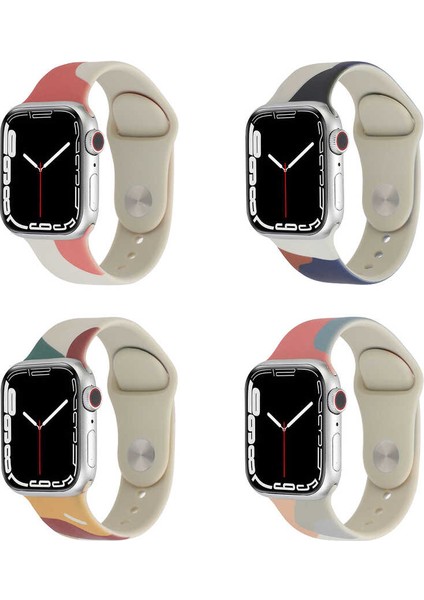 Apple Watch 38MM Uyumlu Silikon Kordon Krd-62 Rahat Renkli Soft Spor Akıllı Saat Kordonu
