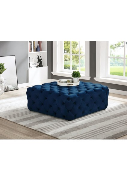 Eriza Home 100 x 100 cm Kare Chester Puf Saks Mavi