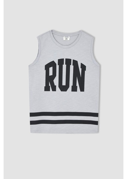 Erkek Çocuk Baskılı Bisiklet Yaka Pamuklu Penye Atlet U3591A622SM