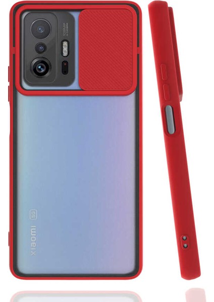 Xiaomi Mi 11T 5g Kılıf Htstore Lensi Kapak-Kırmızı