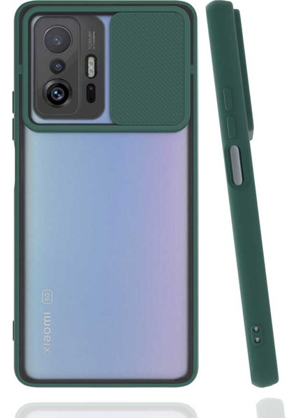 Xiaomi Mi 11T 5g Kılıf Htstore Lensi Kapak-Koyu Yeşil