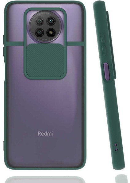 Xiaomi Redmi Note 9 5g Kılıf Htstore Zore Lensi Kapak-Koyu Yeşil