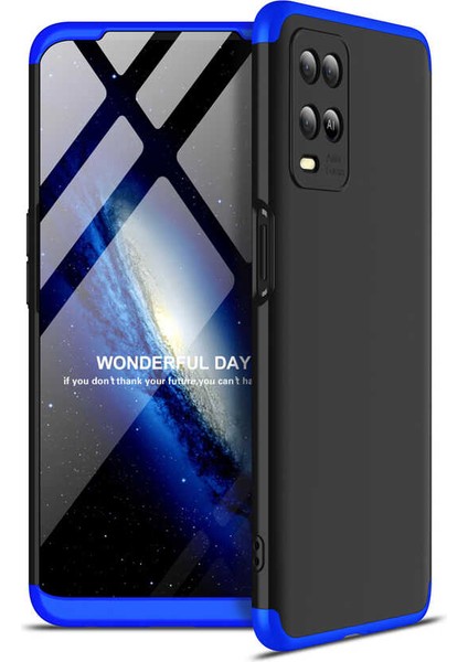 Oppo A54 4g Kılıf Htstore Zore Ays Kapak-Siyah-Mavi