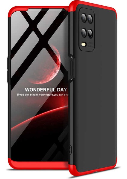 Oppo A54 4g Kılıf Htstore Zore Ays Kapak-Siyah-Kırmızı