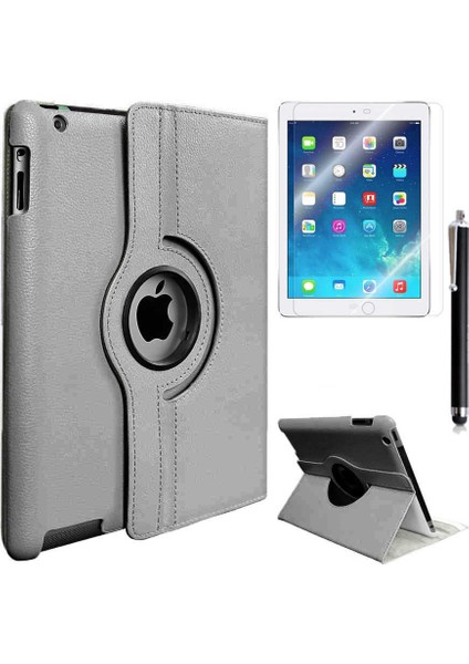 Apple iPad 2 3 4 Htstore Zore Dönebilen Standlı Kılıf-Gri