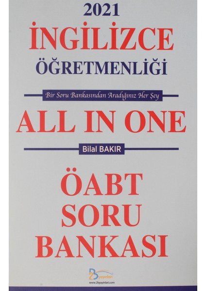 2021 Ingilizce Öğretmenliği All In One Öabt Soru Bankası - Bilal Bakır
