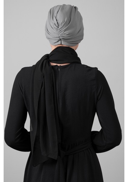 Gri Pratik Hazır Geçmeli Tesettür Bone Petekli Büzgülü 1204_15 modelleri