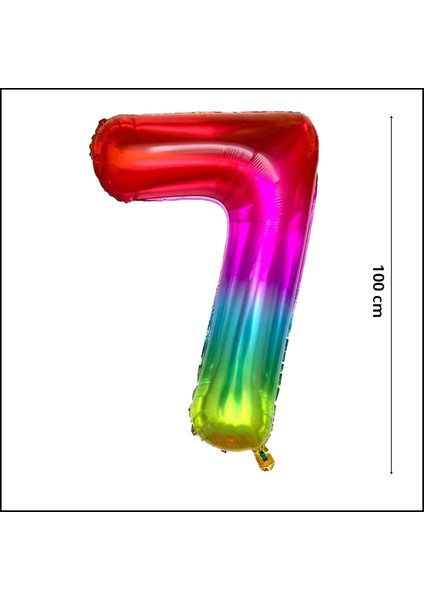 7 Yaş Rakam Folyo Balon, 100 cm - Gökkuşağı fiyatları