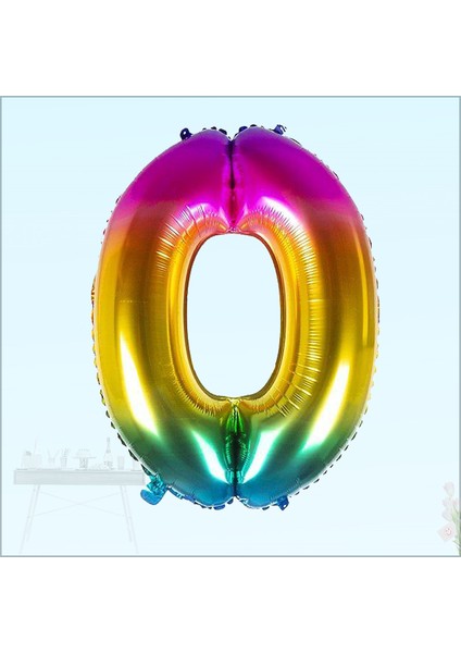 0 Yaş Rakam Folyo Balon, 100 cm - Gökkuşağı