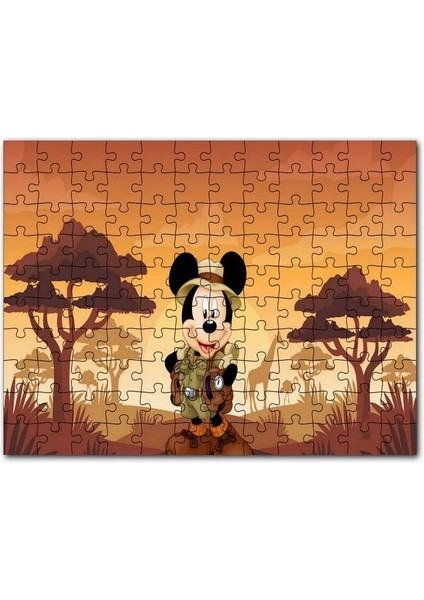 Mickey Mouse Çizgi Film Safari Gün Batımı 255 Parça Puzzle Yapboz Mdf (Ahşap)