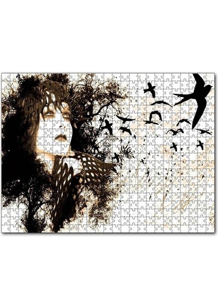 Kadın Kuşlar Kadar Özgürdür 120 Parça Puzzle Yapboz Mdf (Ahşap)