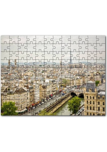 Paris Şehri Sen Nehri Eyfel Kulesi Görseli 500 Parça Puzzle Yapboz Mdf (Ahşap)