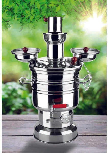 Zarifiş Tek Musluklu Çelik Piknik Semaveri Odunlu Semaver Kömürlü Semaver 8 Litre S116