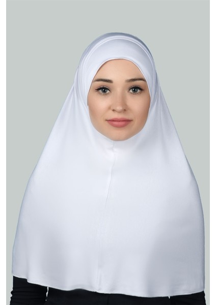 Hazır Türban Pratik Eşarp Tesettür Hijab - Namaz Örtüsü (Xl) - Beyaz
