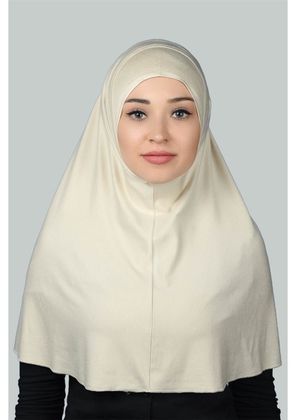 Hazır Türban Pratik Eşarp Tesettür Hijab - Namaz Örtüsü (Xl) - Krem