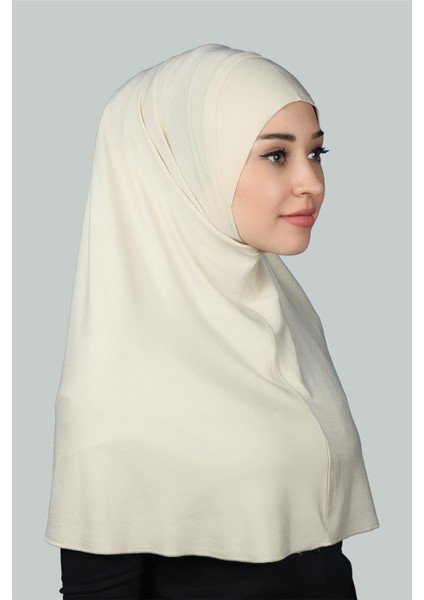 Hazır Türban Pratik Eşarp Tesettür Hijab - Namaz Örtüsü (Xl) - Krem