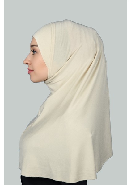 Hazır Türban Pratik Eşarp Tesettür Hijab - Namaz Örtüsü (Xl) - Krem