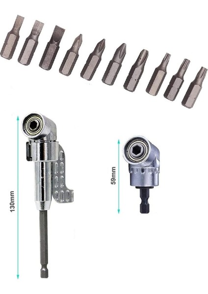 12 Parça 1/4'' Bits Uç ve Köşe Vidalama Adaptörü Seti