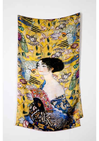 Gustav Klimt Desenli Saf Ipek Şal