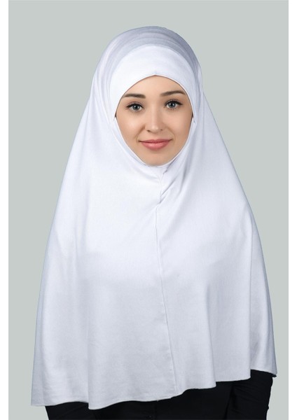 Hazır Türban Peçeli Pratik Eşarp Tesettür Nikaplı Hijab - Namaz Örtüsü Sufle (3Xl) - Beyaz