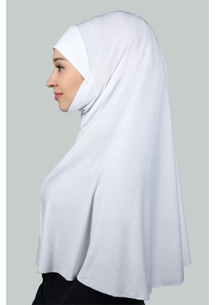 Hazır Türban Peçeli Pratik Eşarp Tesettür Nikaplı Hijab - Namaz Örtüsü Sufle (3Xl) - Beyaz