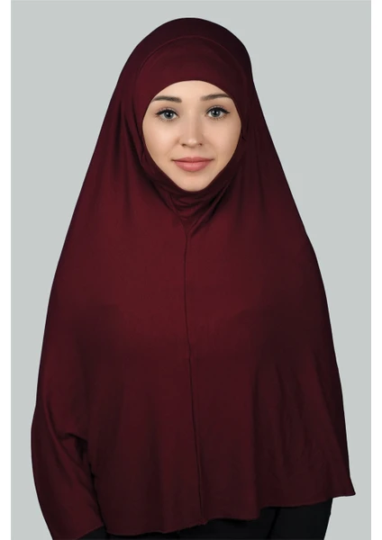 Hazır Türban Peçeli Pratik Eşarp Tesettür Nikaplı Hijab - Namaz Örtüsü Sufle (3Xl) - Bordo