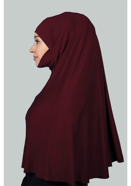 Hazır Türban Peçeli Pratik Eşarp Tesettür Nikaplı Hijab - Namaz Örtüsü Sufle (3Xl) - Bordo