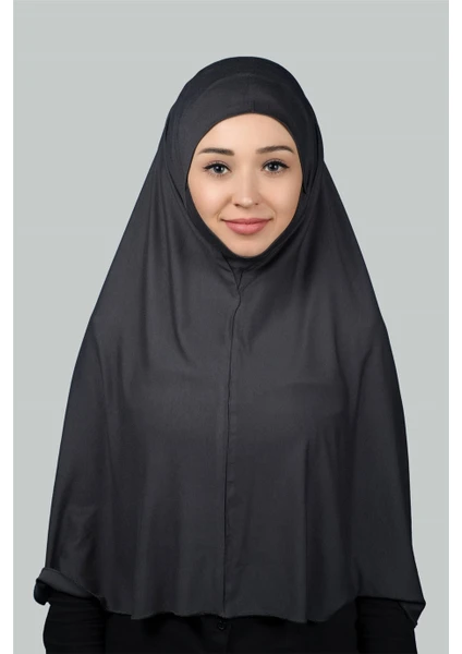 Hazır Türban Peçeli Pratik Eşarp Tesettür Nikaplı Hijab - Namaz Örtüsü Sufle (3Xl) - Füme