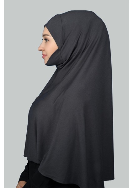 Hazır Türban Peçeli Pratik Eşarp Tesettür Nikaplı Hijab - Namaz Örtüsü Sufle (3Xl) - Füme