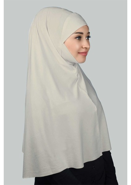 Hazır Türban Peçeli Pratik Eşarp Tesettür Nikaplı Hijab - Namaz Örtüsü Sufle (3Xl) - Koyu Krem