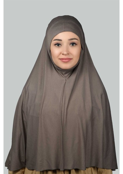 Hazır Türban Peçeli Pratik Eşarp Tesettür Nikaplı Hijab - Namaz Örtüsü Sufle (3Xl) - Koyu Vizon